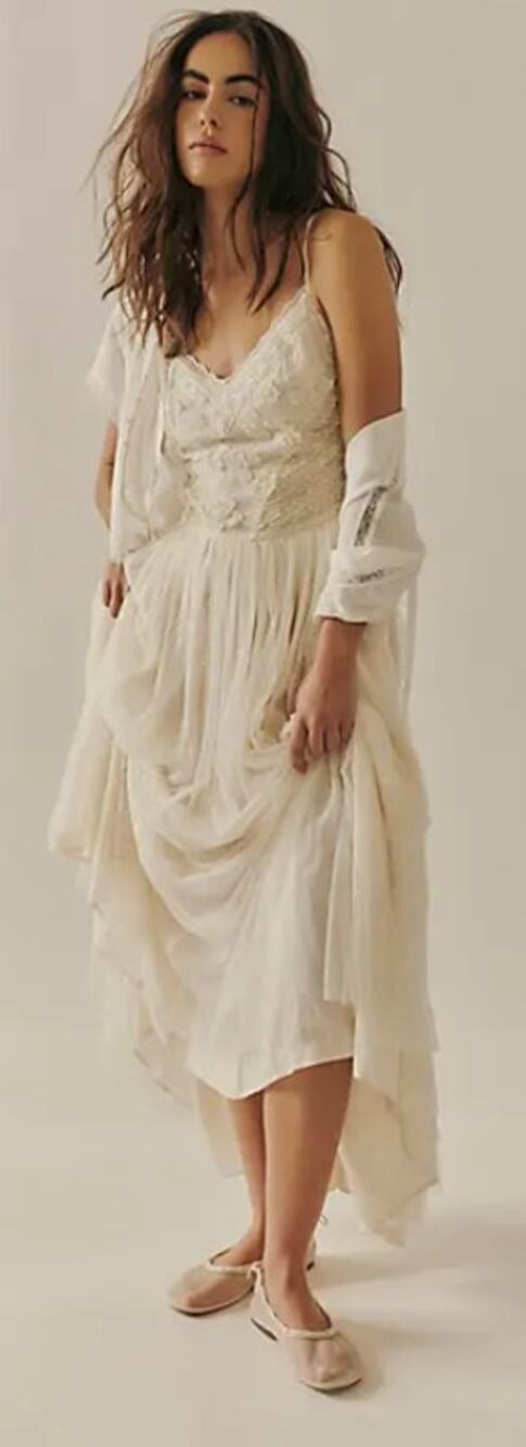 Free People Ivory Fairydust Sleeveless Embroidered Maxi Dress Sz 2 NWT